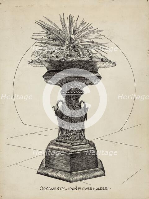 Ornamental Urn for Flowers, c. 1936. Creator: Ray Price.