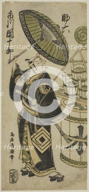 The Actor Ichikawa Danjuro IV as Sukeroku in the play "Choseiden Fudan-zakura,"..., 1756. Creator: Torii Kiyohiro.