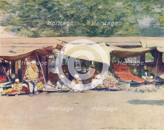 'Market Day in Peshawur', 1905. Artist: Mortimer Luddington Menpes.