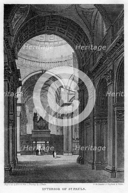 Interior of St Paul's Cathedral, City of London, 1816.Artist: Hobson
