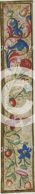 Illuminated Border with Bird, Strawberries and Flowers from a Choir Book, n.d. Creator: Unknown.