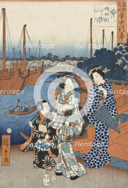 Sixth Month, Visit to Fuji, Teppozu, 1854. Creator: Ando Hiroshige.