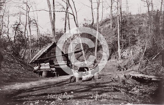 [A Union Station on the James River Established for Extracting Gunpowder from Confederate ..., 1864. Creator: Attributed to Egbert Guy Fowx.