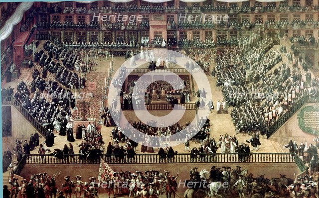 Auto-da-fe in the Plaza Mayor of Madrid, oil on canvas from 1683.