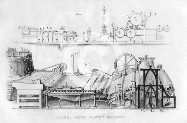 Paper making machine, 1866. Artist: Unknown
