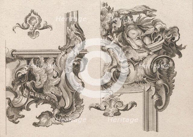Suggestion for the Decoration of Lower Right and Top Right of an Altar Fram..., Printed ca. 1750-56. Creator: Wolffgang Christoph Mayr.