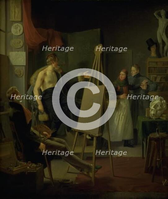 A Girl Selling Fruit in an Artist's Studio, 1828. Creator: Albert Kuchler.