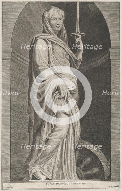 Saint Catherine, within a niche, 1615-75. Creator: Lucas Vorsterman.
