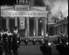 German Officers and Soldiers Lining Pariser Platz by the Brandenburg Gate...,1937 Creator: British Pathe Ltd.