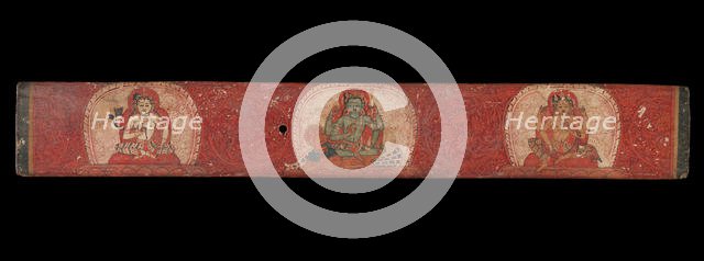 Manuscript Cover with Vishnu Flanked by Lakshmi and Sarasvati, 14th century. Creator: Unknown.