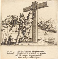 Christ Ascending the Cross with Sin, Death, and the Devil, 1547. Creator: Augustin Hirschvogel.
