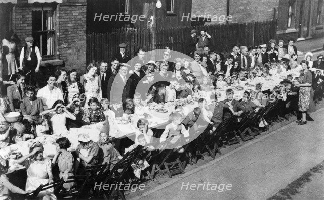 VE Day party, Dunstan Street, Netherfield, Nottinghamshire, May 1945. Artist: Unknown