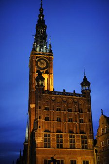 Night view, Town Hall, Gdansk, Poland, 14th century (2015). Creator: Unknown.