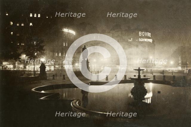 'Trafalgar Square. Looking Towards Charing Cross. London by Night', 1928. Creator: Unknown.