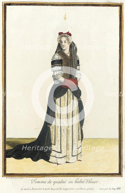 Recueil des modes de la cour de France, 'Femme de Qualité en Habit d'Hiuer', 1683. Creator: Jean de Dieu.