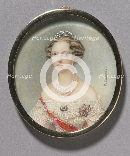 Portrait of a Woman, probably Princess Cecilie of Baden, Grand Duchess Olga Feodorovna, c. 1860. Creator: Alois Gustav Rockstuhl (Russian, 1798-1877).