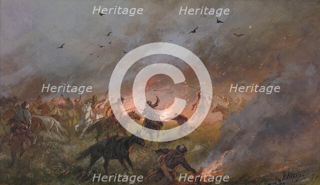 Pugachev's Rebellion in Siberia Defeat of the Impostor's Mob near Troitsk, May 21, 1774, 19th cent. Creator: Nikolay Nikolaevich Karazin.