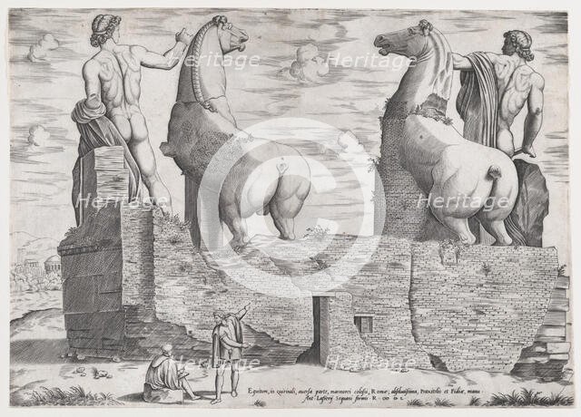 View of the Back of Statues of the Dioscuri at the Quirinal, 1550. Creator: Anon.