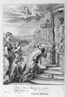 Oeneus, King of Calydon, having neglected Diana in a sacrifice is punished for his impiety, 1655. Creator: Unknown.