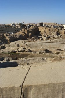 Unfinished obelisk in a granite quarry, Aswan, Egypt, 2021.  Creator: LTL.