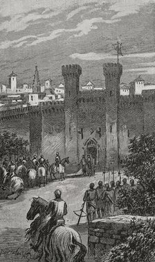 The king before the gate of Valencia, 1890.  Creator: Joan Serra y Pausas.