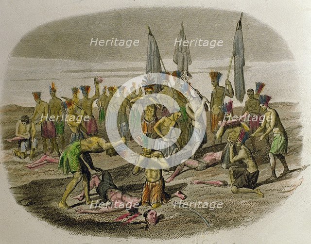 Franciscan missionaries killed, dismembered and devoured by the Carib Indians, to whom they tried…