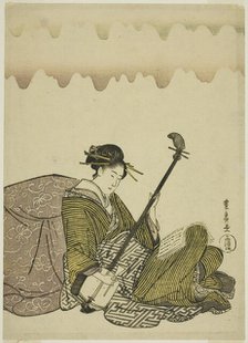 Woman playing shamisen, from an untitled series of women at leisure, c. 1795/1800. Creator: Utagawa Toyohiro.