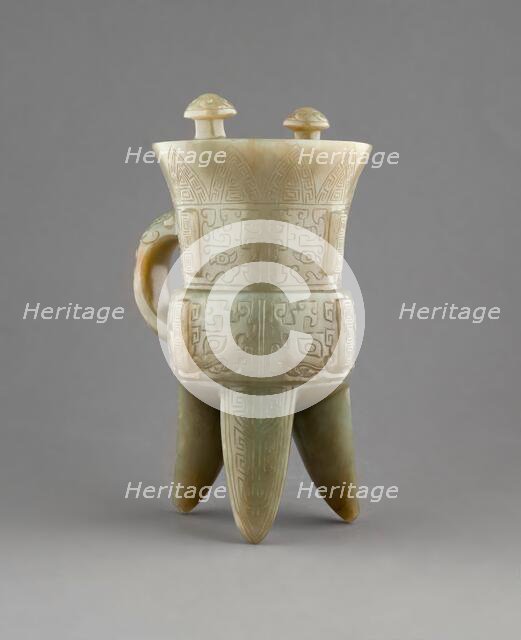 Vessel (jia) with stand, 1644-1912. Creator: Unknown.