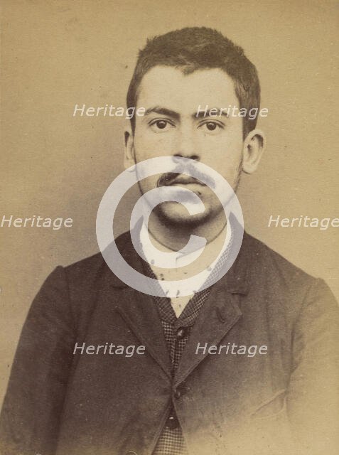 Billon. Gabriel, André, Adolphe. 20 ans, né à Boulogne /s/Seine. Typographe. Outrages. 14/..., 1893. Creator: Alphonse Bertillon.