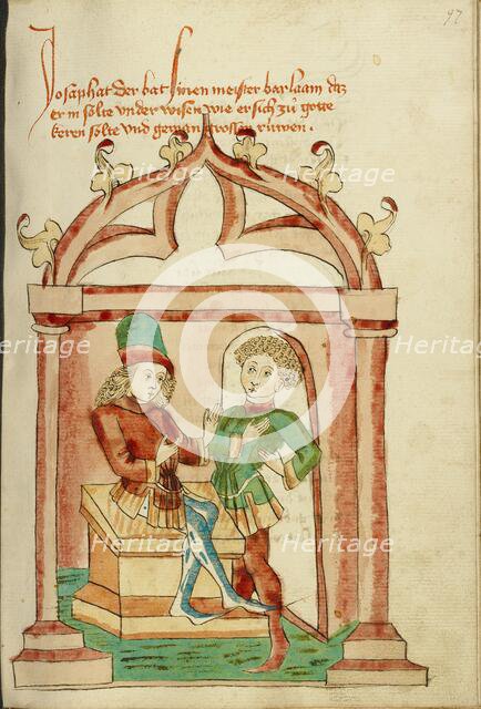 Josaphat and Barlaam in Conversation; Barlaam und Josaphat, 1469. Creators: Hans Schilling, Diebolt Lauber.