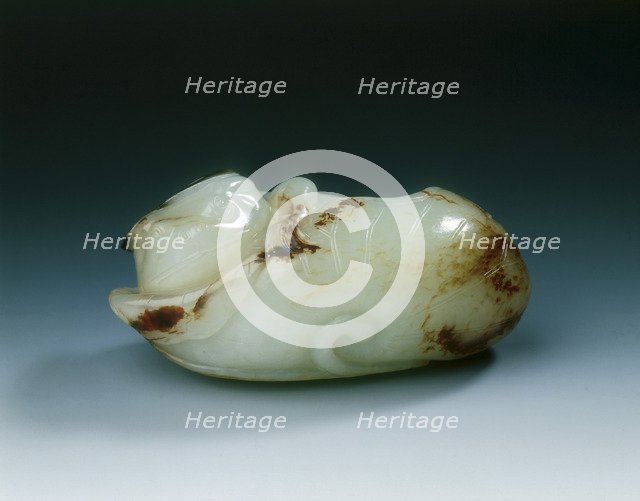 Jade toad in lotus waiting in ambush, Ming dynasty, China, 1368-1644. Artist: Unknown