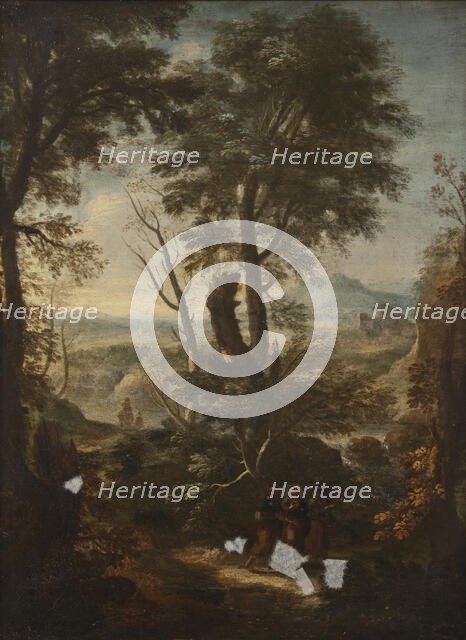 Landscape with Christ and the Two Disciples on the Way to Emmaus, 17th century. Creator: Unknown.