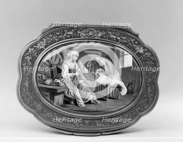 Snuffbox with domestic scene, third quarter 18th century. Creator: Unknown.