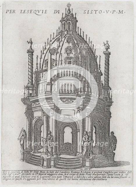 Catafalque for Pope Sixtus V, 1591. Creator: Giovanni Maggi.