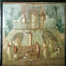 Roman wallpainting showing priests of Isis performing their ceremony, Herculaneum, Italy. Artist: Unknown