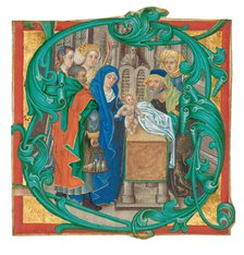 Initial S: The Presentation in the Temple, about 1475-1500. Creator: Unknown.