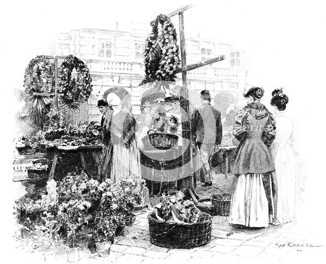 The Flower Market, 1901.Artist: Wilhelm Gause