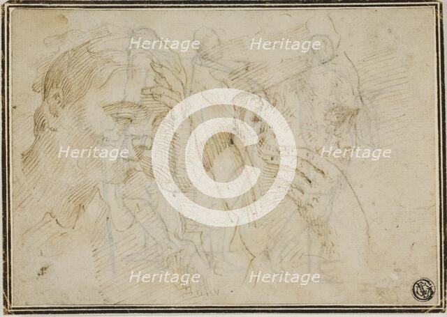 Sketches of Two Male Heads in Profile to Right, n.d. Creator: Unknown.