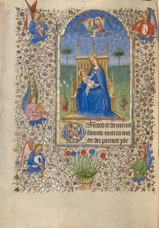 The Virgin and Child Enthroned; Book of Hours, about 1420. Creator: Spitz Master.