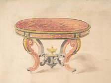 Design for a Round Renaissance Style Table, 19th century. Creator: Anon.