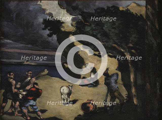 Les voleurs et l'âne (The Thieves and the Donkey), 1869-1870. Creator: Cézanne, Paul (1839-1906).