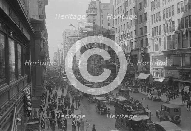 Fifth Ave. decorated for Parade of 5/13/16, 1916. Creator: Bain News Service.