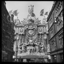 Selfridges, Oxford Street, London, decorated to mark the coronation of King George VI, 1937. Creator: Edward Charles Le Grice.