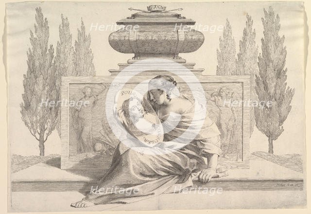 Allegory in Honor of Anne of Austria, ca. 1643. Creator: Claude Mellan.