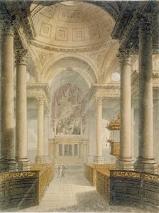 Interior of the Church of St Stephen Walbrook, City of London, 1810. Artist: Frederick Mackenzie