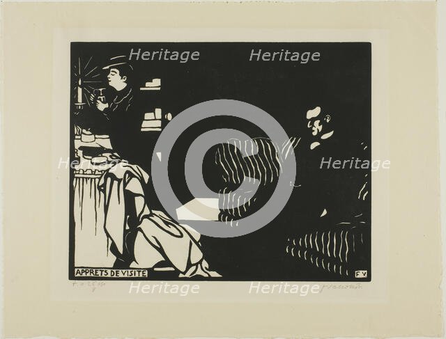 Getting Ready for a Visit, plate eight from Intimacies, 1898. Creator: Félix Vallotton.