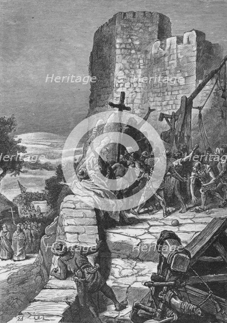 Procession of the Crusaders round the walls of Jerusalem, 1099 (1905).  Artist: Unknown.