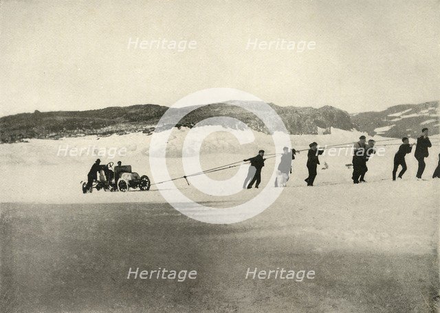 'The Motor-Car in Soft Snow, after the return of the Ship', c1908, (1909).  Artist: Unknown.