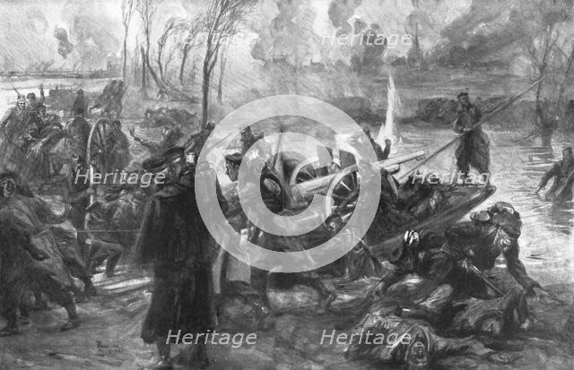 'Les Marins a Saint-Georges; Le transport d'un canon, sous le feu de ennemi', 1914-1915. Creator: Charles Fouqueray.