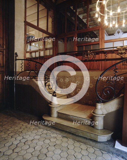 Staircase of the Thomas House in 293 Mallorca Street, Barcelona, ??conducted by Lluís Domenech i …